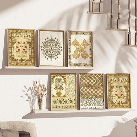 kotart Traditional Pattern Art Madhubani Painting Living Room Bedroom Hotel Office Room Decor (10x13 inch) Pack of 6