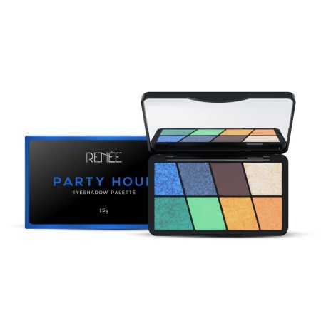 RENEE Eyeshadow Palette, Long Lasting, High Pigmented Multicolor Eye Makeup with Mattes & Shimmers, Party Hour 16gm