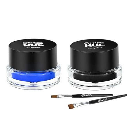 MARS 2-In-1 Hue Gel Eyeliner In Black & Brown Colour | Waterproof & Smudgeproof Formula | Stay Upto 24 Hours | Comes With 2 Brush Set (6.0 Gm), Matte Finish