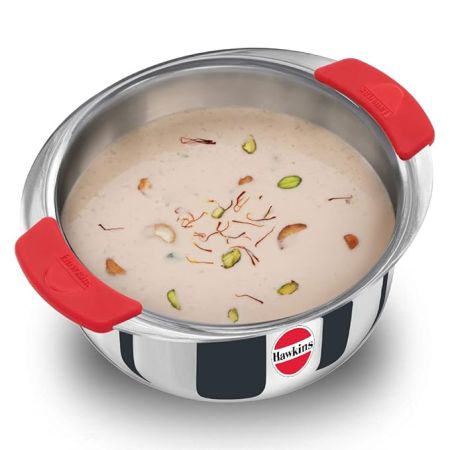 Hawkins 2.5 Litre Metro Patila, Triply Stainless Steel Tope, Induction Bhagona, Tapeli, Silver (SSP25)