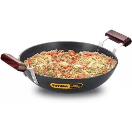 Hawkins Futura 2.75 Litre Deep Fry Pan, Hard Anodised Kadai with Stainless Steel Lid, Round Bottom Kadhai, Black (AK275S)