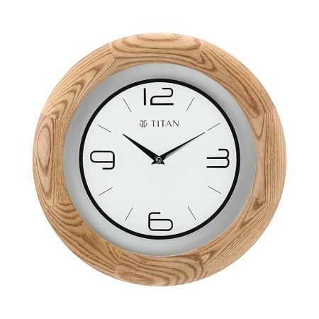 Titan Wooden Brown Wall Clock with Glass Dial - 31.8 cm x 31.8 cm (Medium)