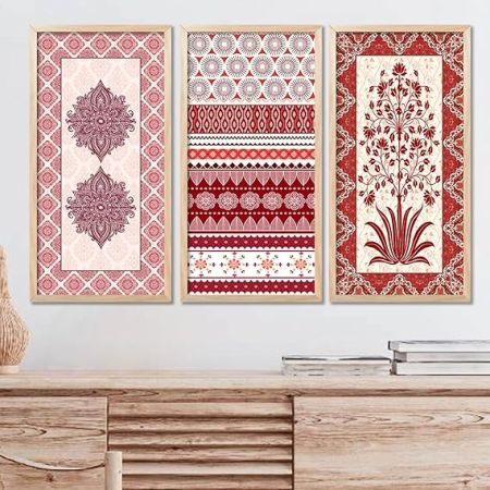 kotart Traditional Indian Art Pichwai Home Décor Paintings | Wall Hanging Frames | Painting for wall Decoration| Paintings For Home Décor Living Room Bedroom Set of 3 (10X19 INCH, C)