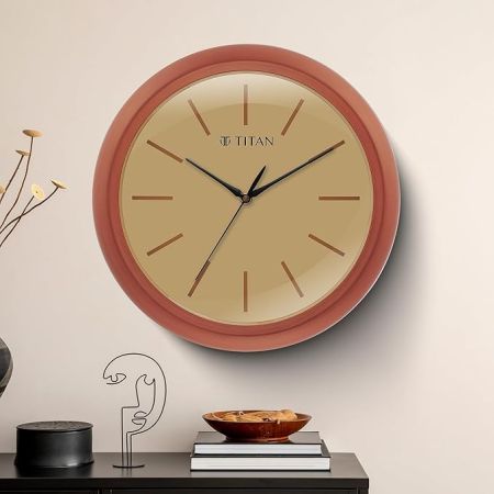 Titan Classic Brown Colour Wall Clock with Silent Sweep 34 x 34 cm (Medium)