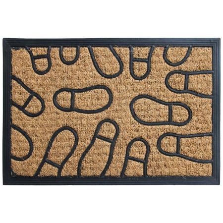 Onlymat 3 Piece Packet Foot Print Design Rubber Coir Doormat