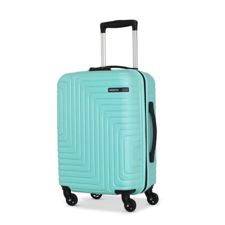 American Tourister Ivy Nxt 55Cm Small Hardside Polycarbonate Cabin Suitcase with Multi-Stage Telescopic 4 Wheels Spinner Trolley and Mounted TSA Lock for Women & Men - Pale Turq