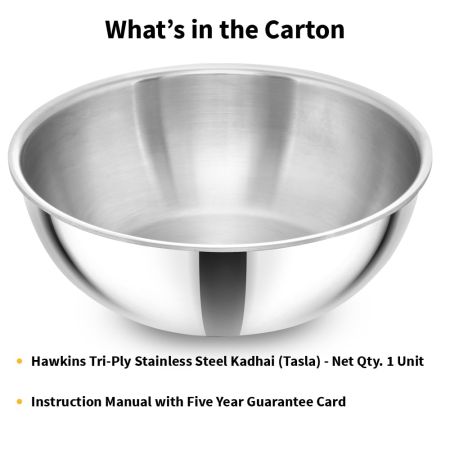 Hawkins 3 Litre Metro Kadhai, Triply Stainless Steel Induction Tasla, Silver (SSTA30)