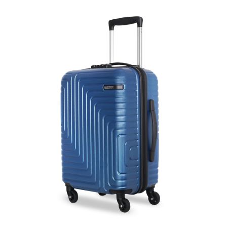 American Tourister Ivy Nxt 55Cm Small Hardside Polycarbonate Cabin Suitcase with Multi-Stage Telescopic 4 Wheels Spinner Trolley and Mounted TSA Lock for Women & Men - Blue