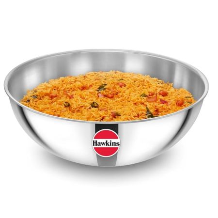 Hawkins 6 Litre Metro Kadhai, Triply Stainless Steel Induction Tasla, Silver (SSTA60)