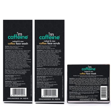 mCaffeine Deep Pore Cleansing Regime | Deep Cleanse, Tan Removal, Blackheads Removal | Face Wash, Face Mask, Face Scrub | For All Skin Types | Value Pack of 3