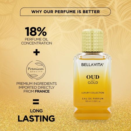 Bella Vita Luxury Men Oud Gold Eau De Parfum Intense Liquid Perfume With Caramel, Orris, Rose, Jasmine |Woody Long Lasting Edp Fragrance Scent 100 Ml