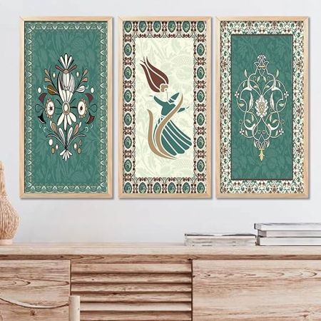 kotart Painting Indian Madhubani Traditional Art Home Decoration Paintings With Frame For Living Room Bed Room Hotel Wall Decor Digital Reprint Engineered Wood Set Of 3 (Art 9, (10X19 inch), Framed)