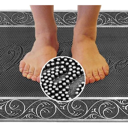 Onlymat Non-Slip Acupressure Rubber Door Mat - 90 x 60cm, for Main Door, Bedroom, Entrance, Kitchen, Home, Entryway, Office, Shop, Outdoor, Bed room (Silver)