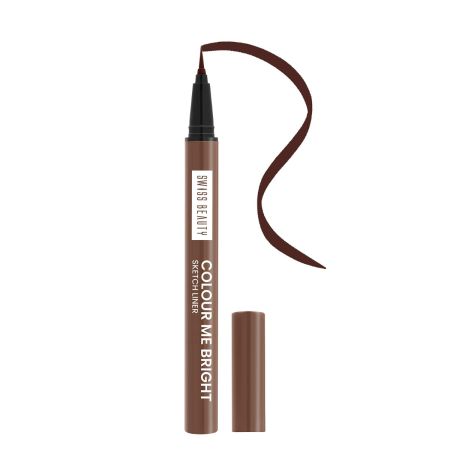 Swiss Beauty Colour Me Bright Matte finish Sketch Eyeliner with soft pen tip applicator | Quick Drying | Waterproof, smudge-proof eyeliner | Shade - Adore Brown, 0.7ml