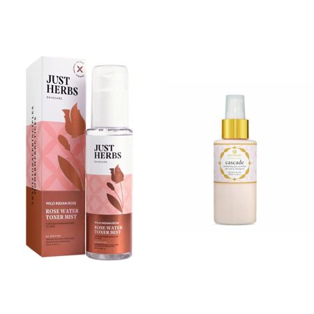 Just Herbs Natural Alchol Free Rose Water Spray & Just Herbs - Cascade Moisturizing Day Care Face and Body Lotion