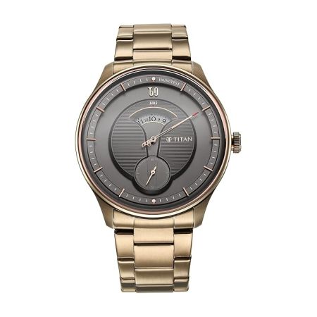 Titan Regalia Quartet Brown Dial Analog Stainless Steel Strap Watch for Men-NS1890QM01/NT1890QM01