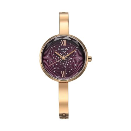 Titan Raga Showstopper Quartz Analog Purple Dial Metal Strap Watch for Women-NS95271WM01/NT95271WM01