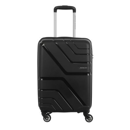 American Tourister Upland Spinner 55 Cms Polypropylene Hardsided Small Cabin Luggage|Speed_Wheel 8 Wheel Suitcase|Trolley Bag, Black, 24.5 Centimeters