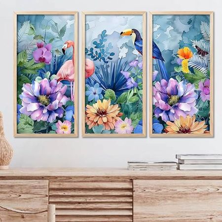 kotart - Painting for wall Decoration Frames |Traditional Indian Art Pichwai Wall Décor Paintings | Traditional Indian Art Pichwai Wall Décor Paintings For Home Décor Living Room Bedroom Set of 3 (10X19 INCH, F)