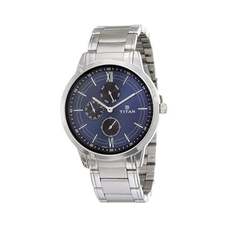 Titan Workwear Blue Dial Quartz Multifunction Stainless Steel Strap watch for Men-NS1769SM01
