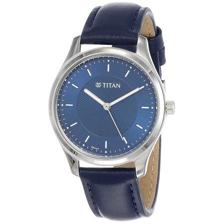 Titan Workwear Blue Dial Women Watch With Leather Strap-NS2639SL02/NT2639SL02