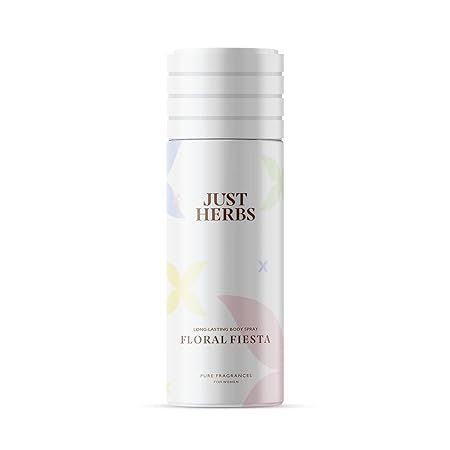 Just Herbs Long Lasting, Refreshing Body Spray, Natural Deodorant for Women - Phthalate-Free Formula,150 ml (Floral Fiesta)