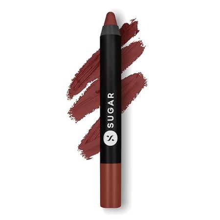 SUGAR Cosmetics Matte As Hell Crayon Lipstick with Sharpner | Smudgeproof | Lasts Upto 8+ Hrs | 2.8gm - 17 Brandy Harrington