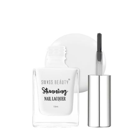 Swiss Beauty Stunning Nail Lacquer Matte Finish | Chip Resistant, Quick drying nail paint | Highly Pigmented with high shine Nail polish | Shade - Clear as Day, 10 ml