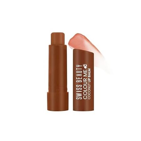 Swiss Beauty Colour Me Tinted Lip Balm with 12 Hours of Hydration | For Dry & Chapped Lips | With SPF 15, Shea Butter and Vitamin E | Long Lasting Glossy Finish Lip Balm | Shade - Coconut Blast, 4.5g