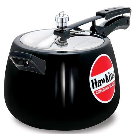Hawkins 6.5 Litre Contura Black Pressure Cooker, Hard Anodised Inner Lid Cooker, Handi Cooker, Black (Cb65), 6.5 Liter