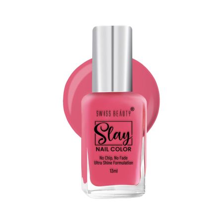 Swiss Beauty Slay Nail Color | Glossy Finish, Long Lasting Nail Paint| Chip resistant, Quick drying Nail Polish | Shade- Classic Pink, 13ml