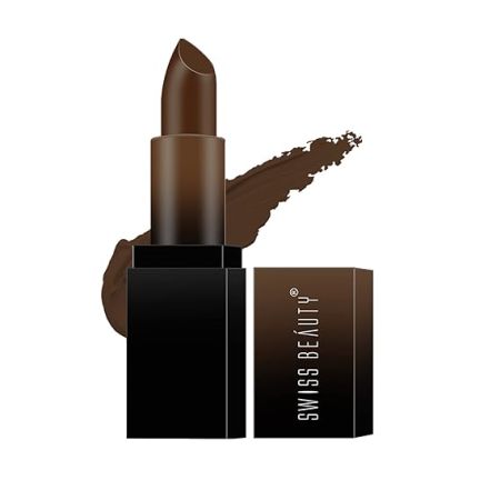Swiss Beauty Hd Matte Pigmented Smudge Proof Lipstick | Creamy Matte Long Stay Lipstick | Coffee, 3.4g