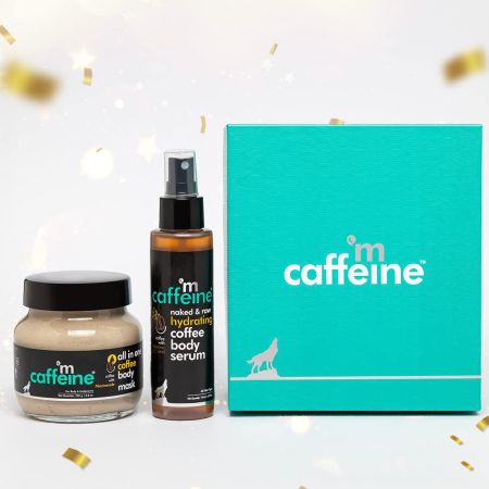 mCaffeine Coffee Quick Glow-up Body Care Gift Kit with Body Mask & Body Serum | Limited Edition Gift Set for Men & Women |