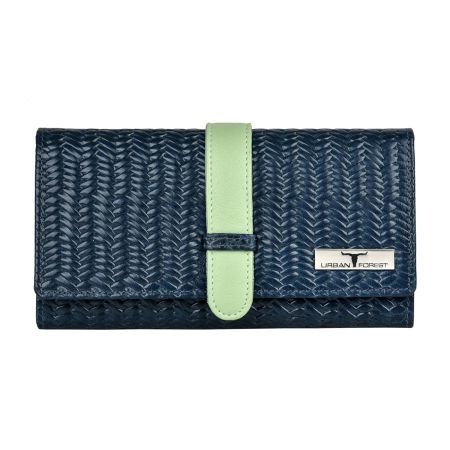 URBAN FOREST Danny Blue/Mint Green Leather Wallet for Women