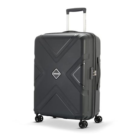 American Tourister Krossplus 68Cm Polycarbonate Hard-Sided Spinner Medium Check-In Luggage, Suitcase, Trolley Bag (Dark Slate)