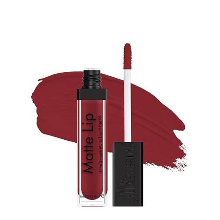 Swiss Beauty Ultra Smooth Matte Lip Liquid Lipstick, Smooth Lip Color, Weightless Finish, Silky Matte Finish, Shade- Deep Red, 6ml