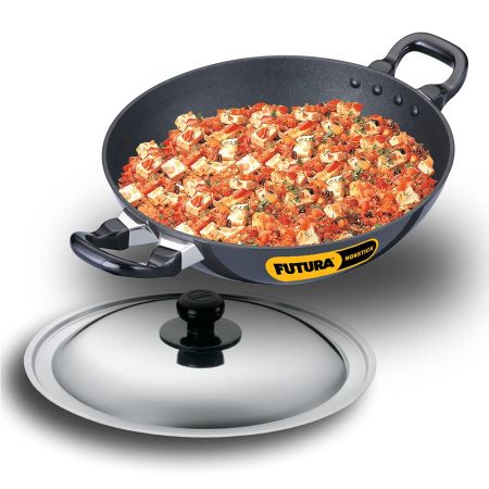 Hawkins Futura Non Stick Fry Pan 26cm, and Kadhai Deep-Fry Pan, 2.5 Litre with lid, Set of 2