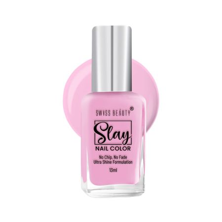 Swiss Beauty Slay Nail Color | Glossy Finish, Long Lasting Nail Paint| Chip resistant, Quick drying Nail Polish | Shade- Dreamy Pink, 25Ml