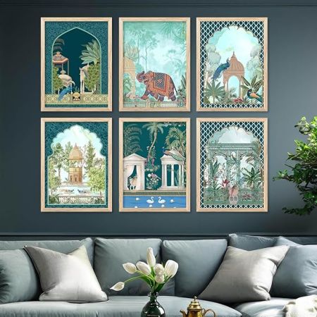 kotart Traditional Indian Pichwai Wall Art Paintings with Frame for Home Decor - Framed Wall Painting for Living Room Bedroom Office Room Decor - Painting for Wall Decoration - (13x17 inch, F)