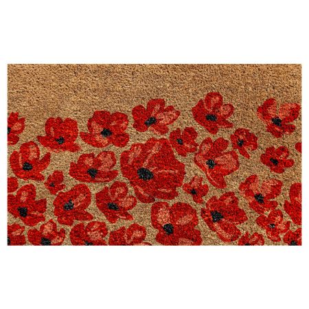 Onlymat Floral Printed Designer Doormat (Beige & Orange) Weatherproof, Thick Entryway Rug Coco Coir with Anti-Slip PVC Backing for Indoors, Outdoors, Patio, Kitchen (75cm x 45cm)