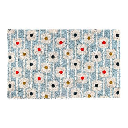 Onlymat Natural Coir Doormat with Floral Printed, Floor Rug, Long Lating,Anti-Slip PVC Back for Indoor, Outdoor, Patio, Home and Office - Large and Thick Entryway Rug, Brown (75 x 45 x 1.5cm)