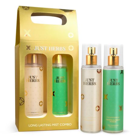 Just Herbs Body Mist Spray for Men and Women With Long Lasting Fragrance Perfume Combo Gift Set - Juicy Treat (2 x140ml)