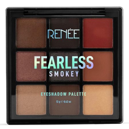 RENEE Fearless Eyeshadow Palettes - Smokey, Highly Pigmented, Shimmery & Matte Vibrant Shades, Silky Texture, Long Lasting, Non-Creasing, Easy-To-Blend & Build Up for Eye-Catching Glamorous Look 12 Gm