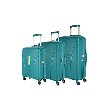 American Tourister Ivy 3 Pc Set 55 Cms, 68 Cms & 77 Cms Small, Medium & Large Polypropylene (PP) Hard Sided 4 Spinner Wheels Luggage/Trolley Bag with TSA Lock (Sea Green)