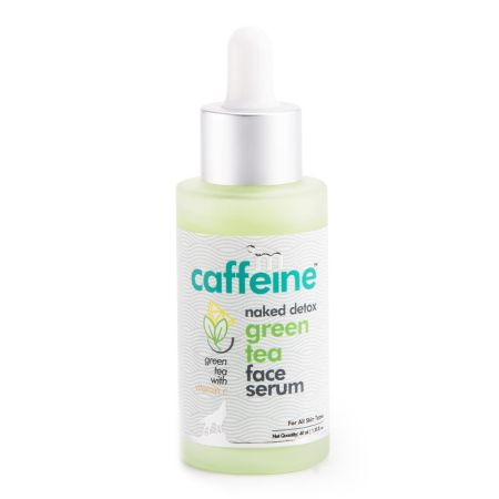 mCaffeine Green Tea Hydrating Face Serum for Glowing Skin with Vitamin C & Hyaluronic Acid | Reduces Dark Spots, Pigmentation & Prevents Sun Damage | For Men & Women | 72 Hrs Hydration | 40ml