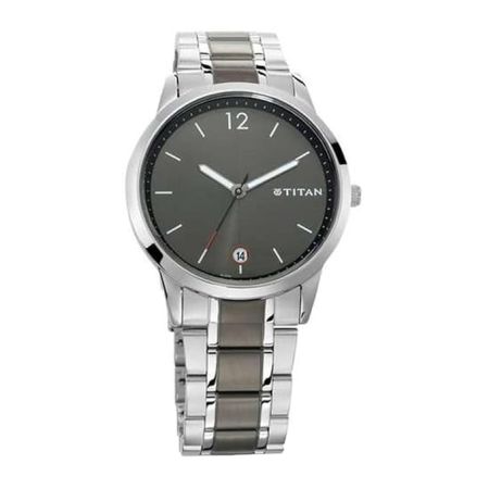 Titan Men's Timeless Style Watch: Refined Anthra Dial and Metal Strap-NS1806KM01/NT1806KM01