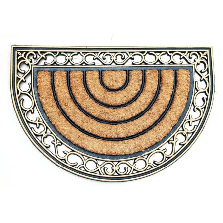 Onlymat Non-Slip Half Round Rubber Moulded Coir Mat, 40x60cm,Anti-Slip