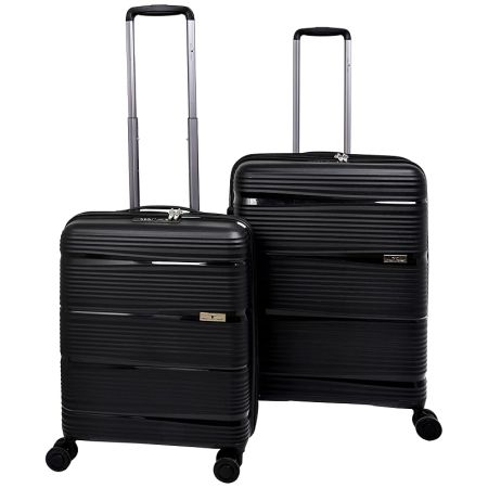 URBAN FOREST Phoenix Black Polypropylene Hard-Sided 55cm Carry-on and 78cm Check-in Trolley Luggage Set