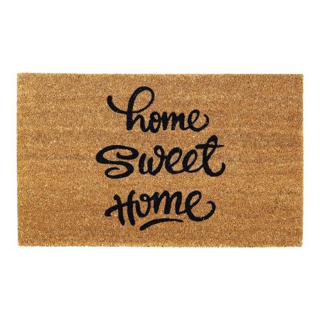 Onlymat Home Sweet Home Funny Printed Anti-Slip Rectangular Shaped Entryway Rug Natural Coir Material with PVC Backing (Beige and Black,75cm x 45cm x 1.5 cm)