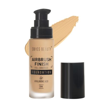 SWISS BEAUTY Airbrush Finish Lightweight Foundation | Full Coverage Blendable Foundation For Face Makeup |Aloevera And Vitamin E | 30Ml | Shade- Fair Ivory, Natural, Cream